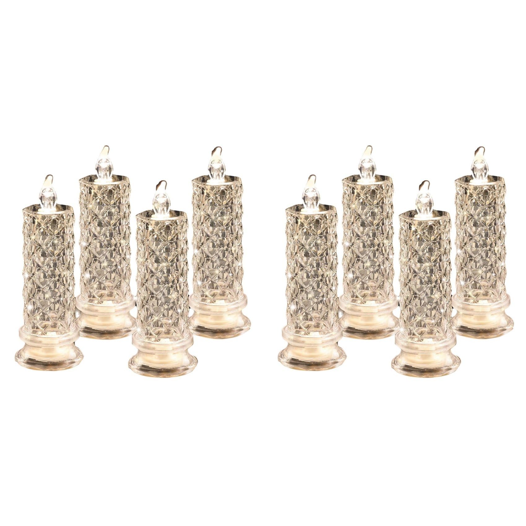 Vjsujehgy Rose Shadow LED Flameless Candles, 8PCS Romantic Battery Operated Candles Led Pillar Candles for Valentines
