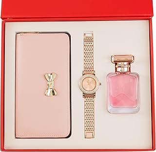 Women s hamper Gift Set Wallet, Rose Gold Watch, Long-Lasting Perfume gifts for woman birthday gifts for women Christmas gift for Women, Secret santa gift for women office colleague (Baby Pink)
