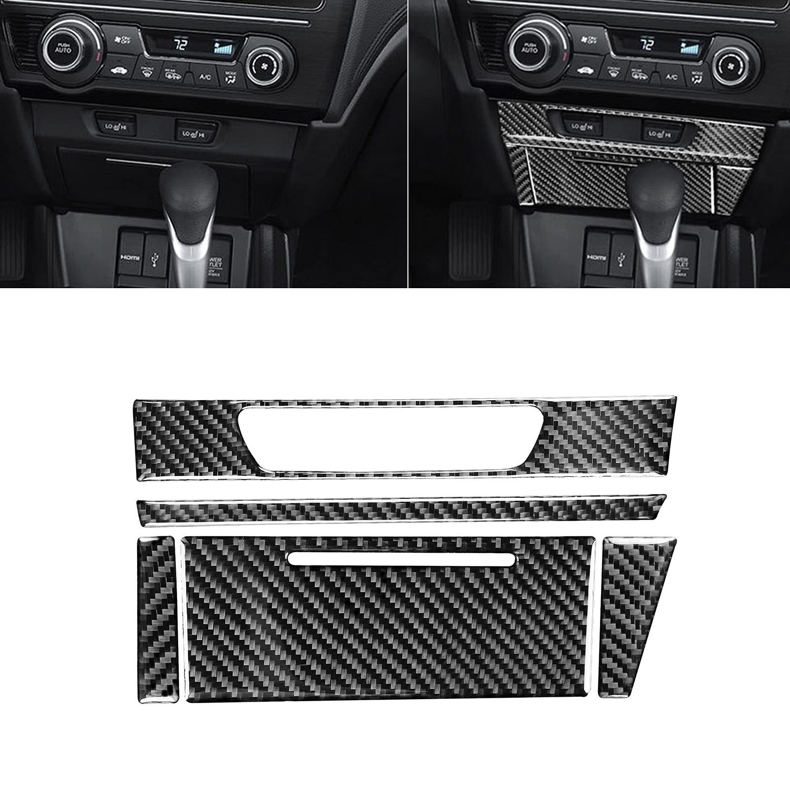 UOADA 9th Gen Civic Carbon Fiber Seat Heating Button Panel 3D Sticker, Cigarette Lighter Ashtray Interior Protector Cover Decor for Honda Civic Accessories 2013 2014 2015 Coupe Sedan