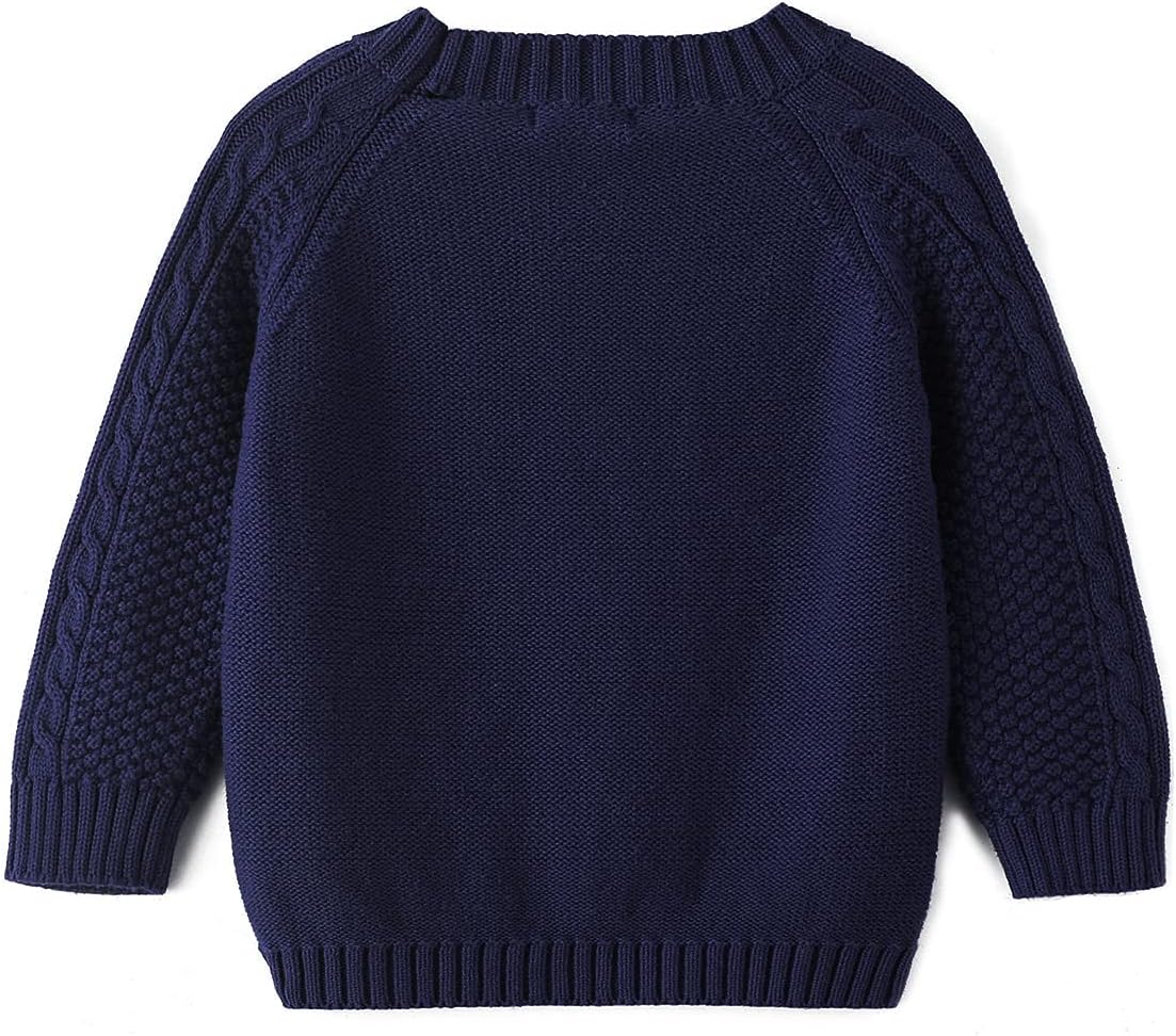 Curipeer Baby Boys' Girls' Cable Knit Sweater Long Sleeve Solid Pullover Toddler Crew Neck Fall - Image 3