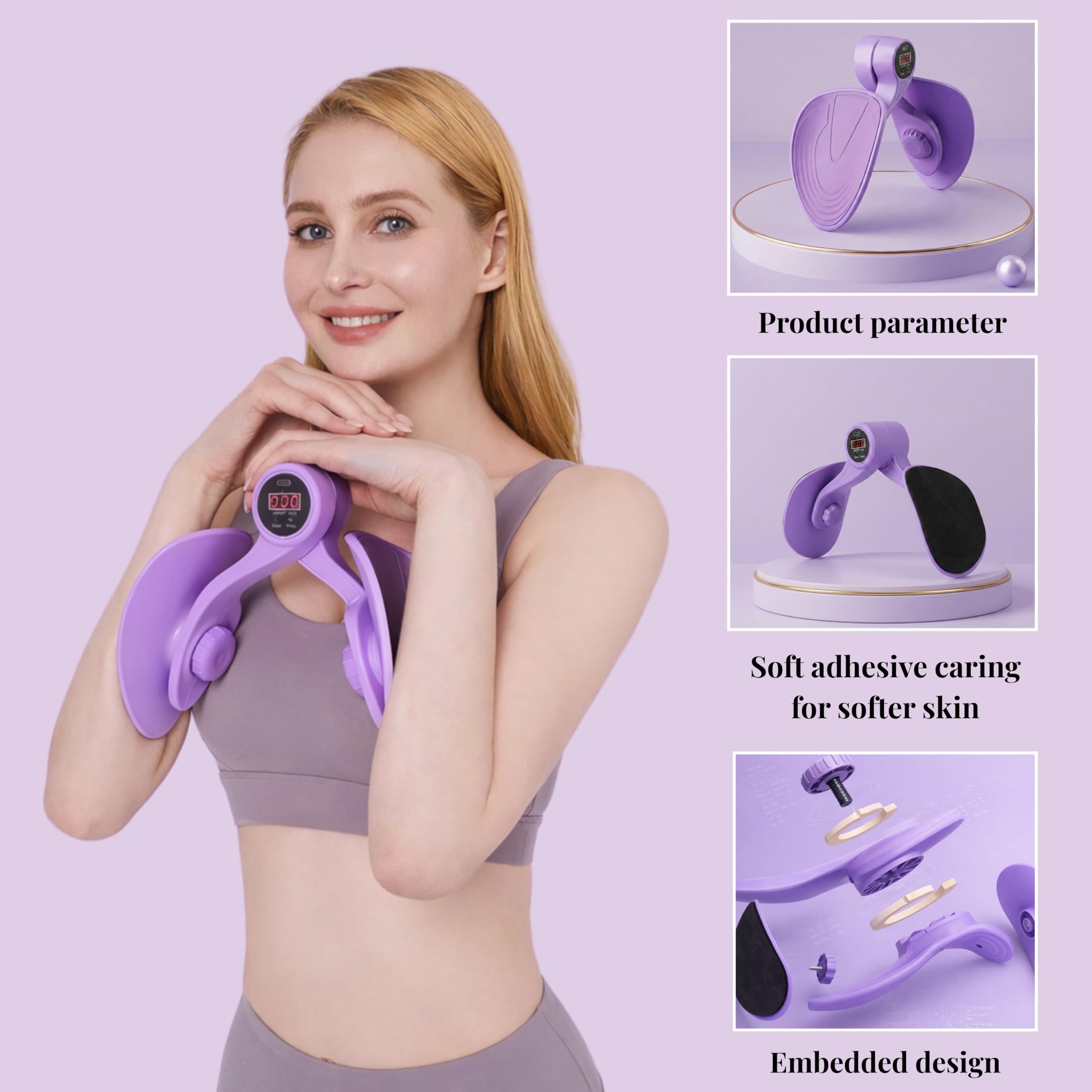 PRANIJ Hip Pelvic Trainer for Men, Women | Thigh Master & Inner Thigh Exerciser | Postpartum Pelvic Floor Strengthening, Leg Workout Equipment | Portable Fitness Tool for Home Gym Office (Digital) 3