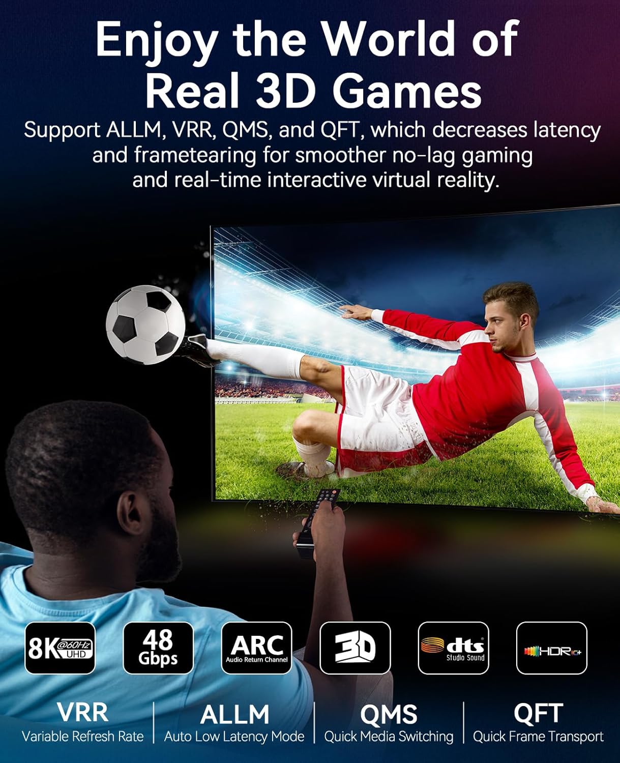 8K HDMI Cable 6.6 ft, Ultra High Speed HDMI 2.1 Cord Braided (48Gbps), 8K@60Hz, 4K@120Hz, HDCP 2.2&2.3, 24K Gold Plated Connectors Compatible with HD TV Monitor Laptop Xbox PS4/PS5 ect