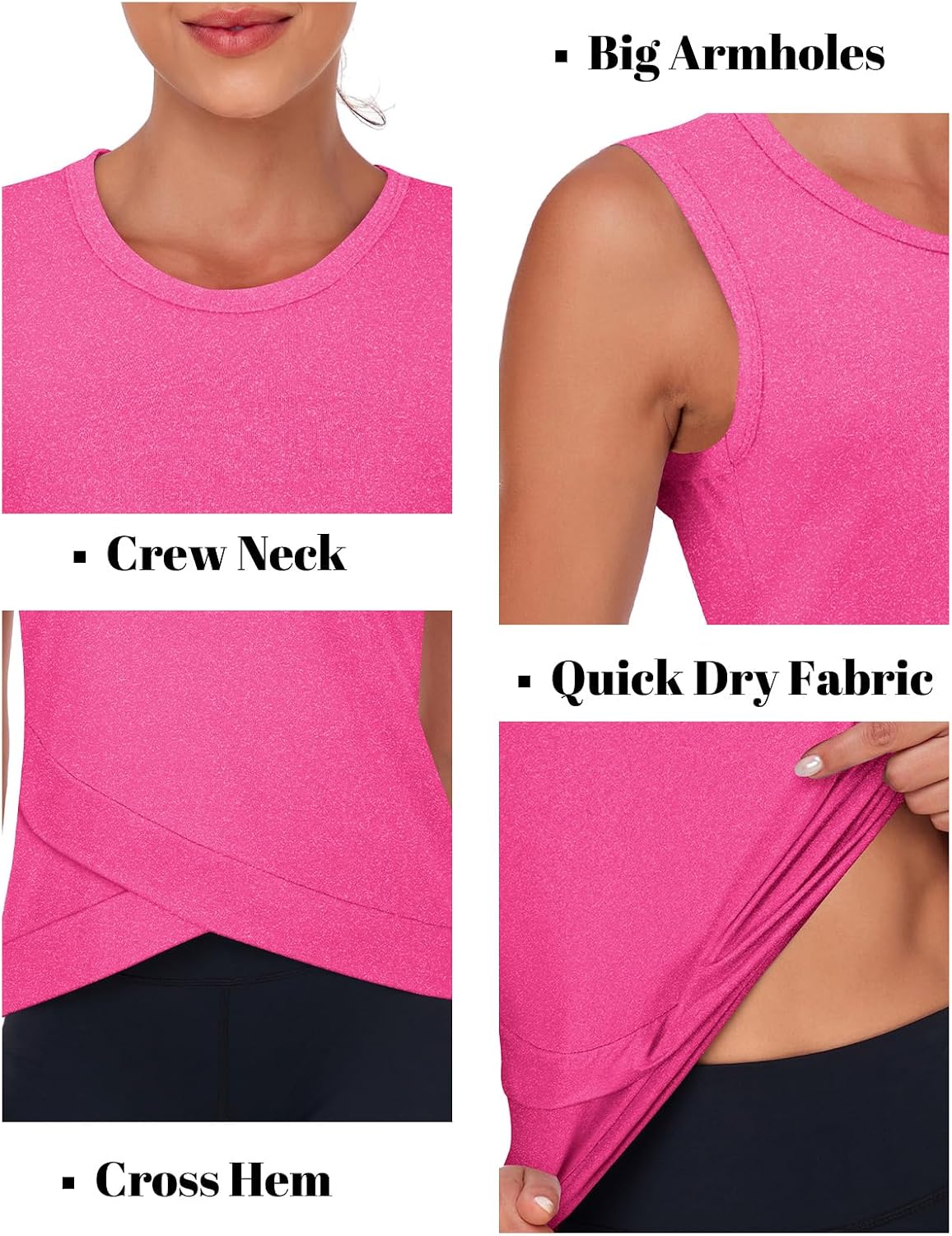 LURANEE Women's Crossover Hem Crop Tank Top Workout Yoga Athletic Shirts image 5