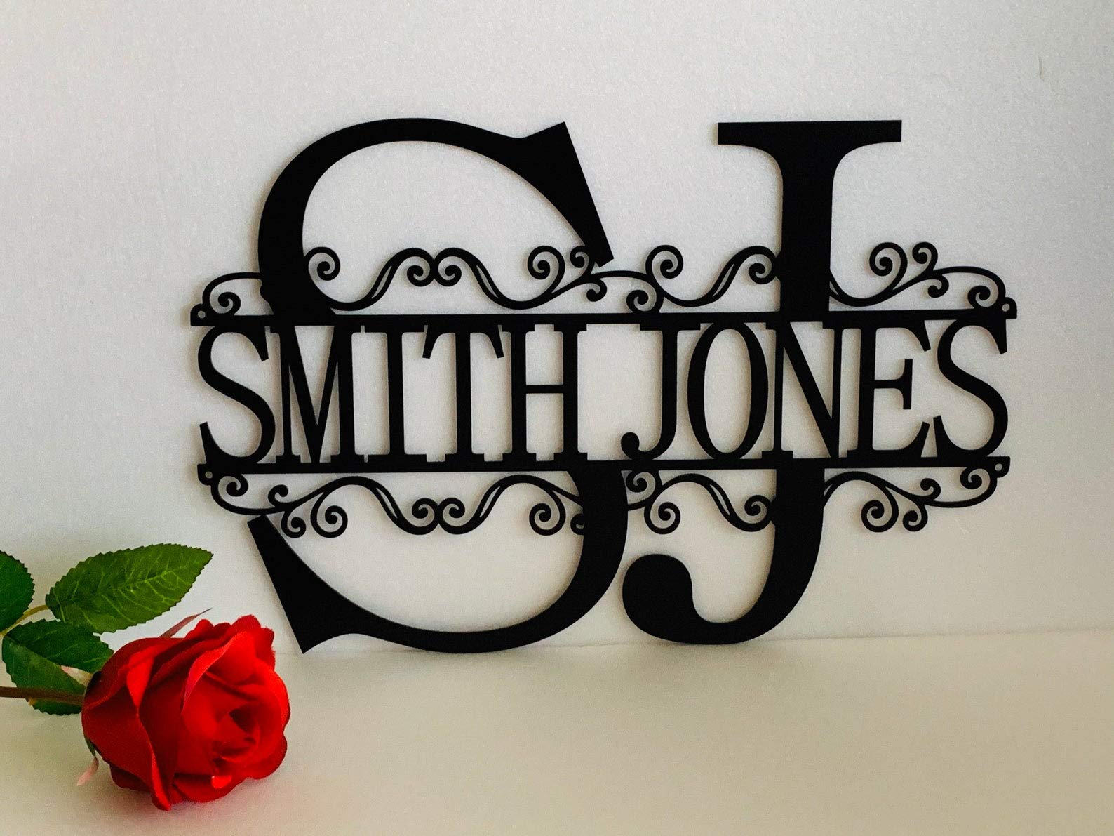 Plaque de nom de porte personnalisée pour extérieur, cadeau mariage anniversaire, décoration murale monogramme lettre, 2 noms initiales alphabet