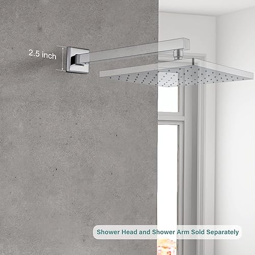 Miniatura 6 de Heyalan Placa de repuesto moderna de 2.5 pulgadas con brida cuadrada para brazo de ducha, cubierta de pared cuadrada de cromo pulido, 1 montaje en