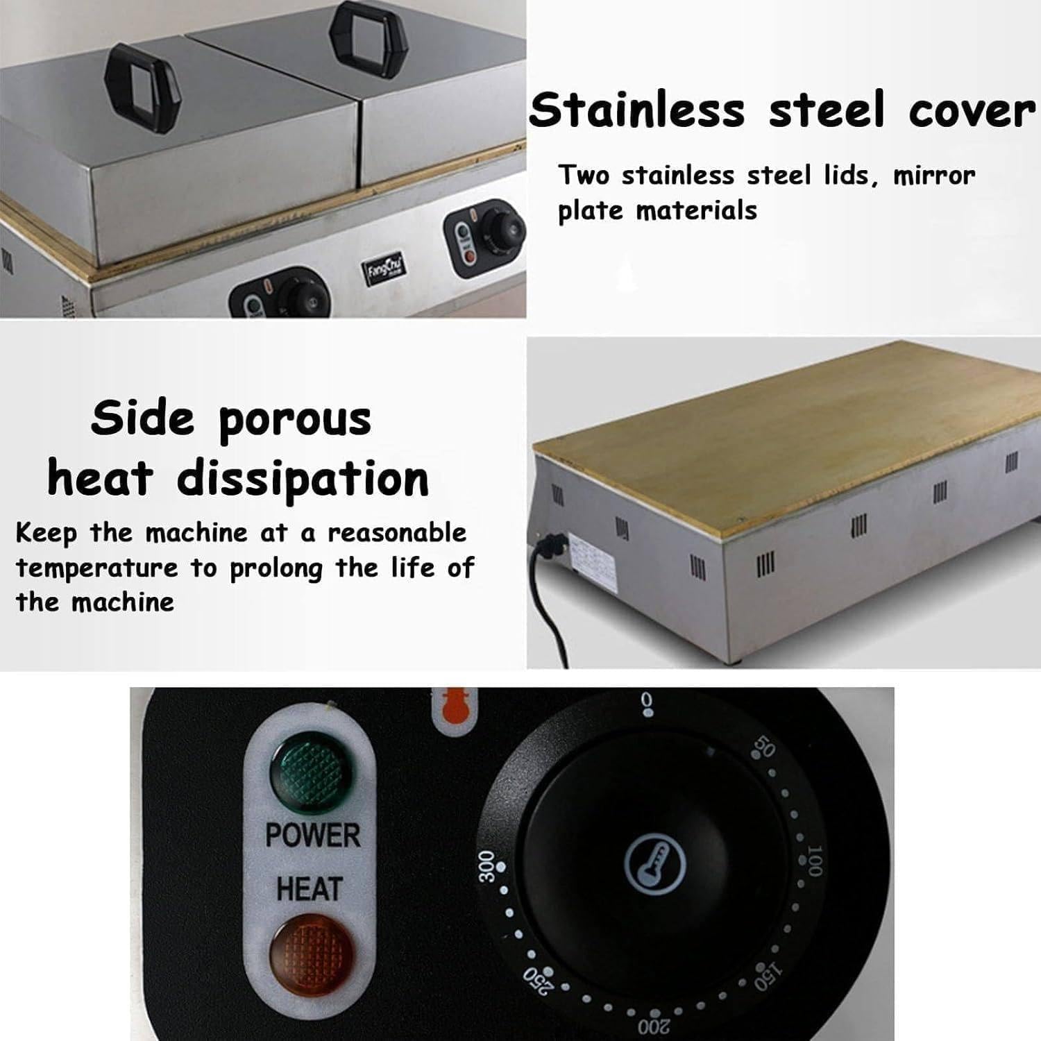 Máquina para Hacer soufflés, máquina para Hacer panqueques esponjosos de 1300 W, Plancha Antiadherente con Control de Temperatura Ajustable de 60 a 240 ℃, Unidad Individual de Acer,Single Head