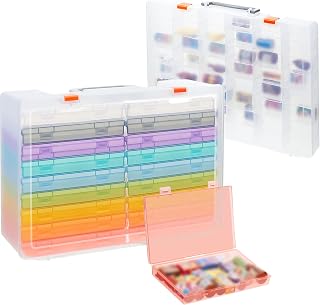 2 Pack 48 Grids Clear Plastic Organizer Box with Removable Dividers Toy Collector Box Transparent Compartment Container Storage for Toy Jewelry Craft Bead (Box Only)(Clear, Colorful, Stylish)