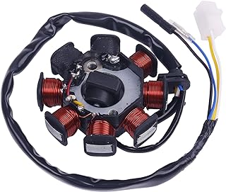 Glixal GY6 49cc 50cc 80cc 100cc 8-Poles Dual Ignition Coils Magneto Stator for 139QMB 139QMA Chinese Scooter Moped ATV Go-kart Buggy Engine Taotao Vento Icebear SUNL (Alternating Current)
