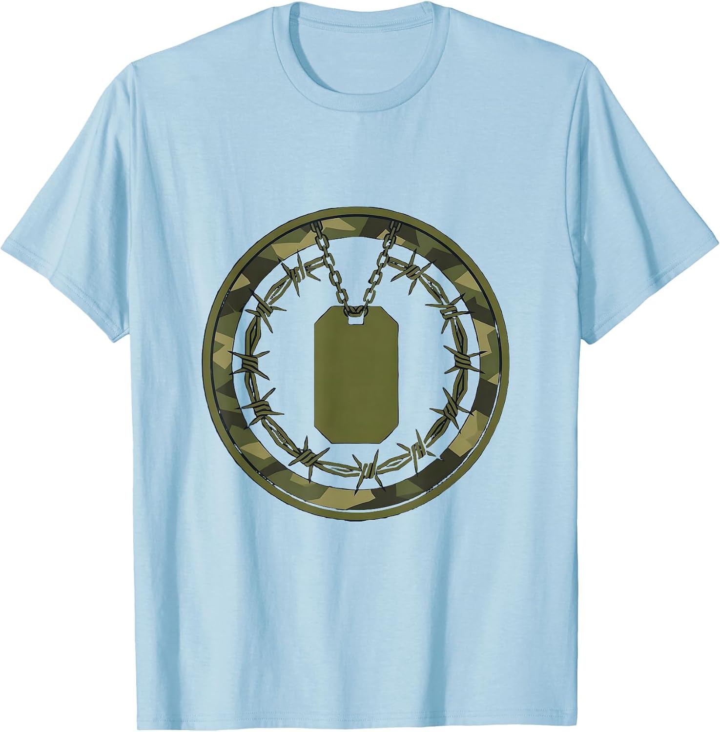 Men's Boys Camo Army Dog Tag Barbed Wire Graphic T-Shirt image 3