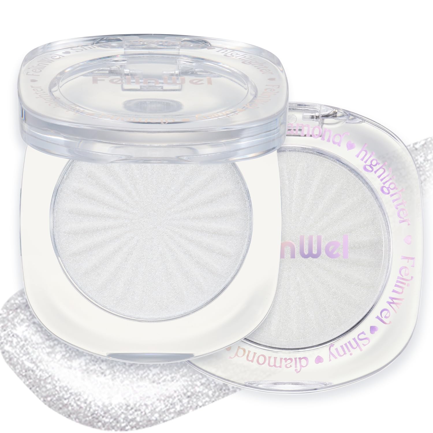 Highlighter Palette, Shimmer Illuminator, Long Lasting Natural Glow Powder for Face & Body, Smooth Buildable Highlighter Makeup，Diamond Glow