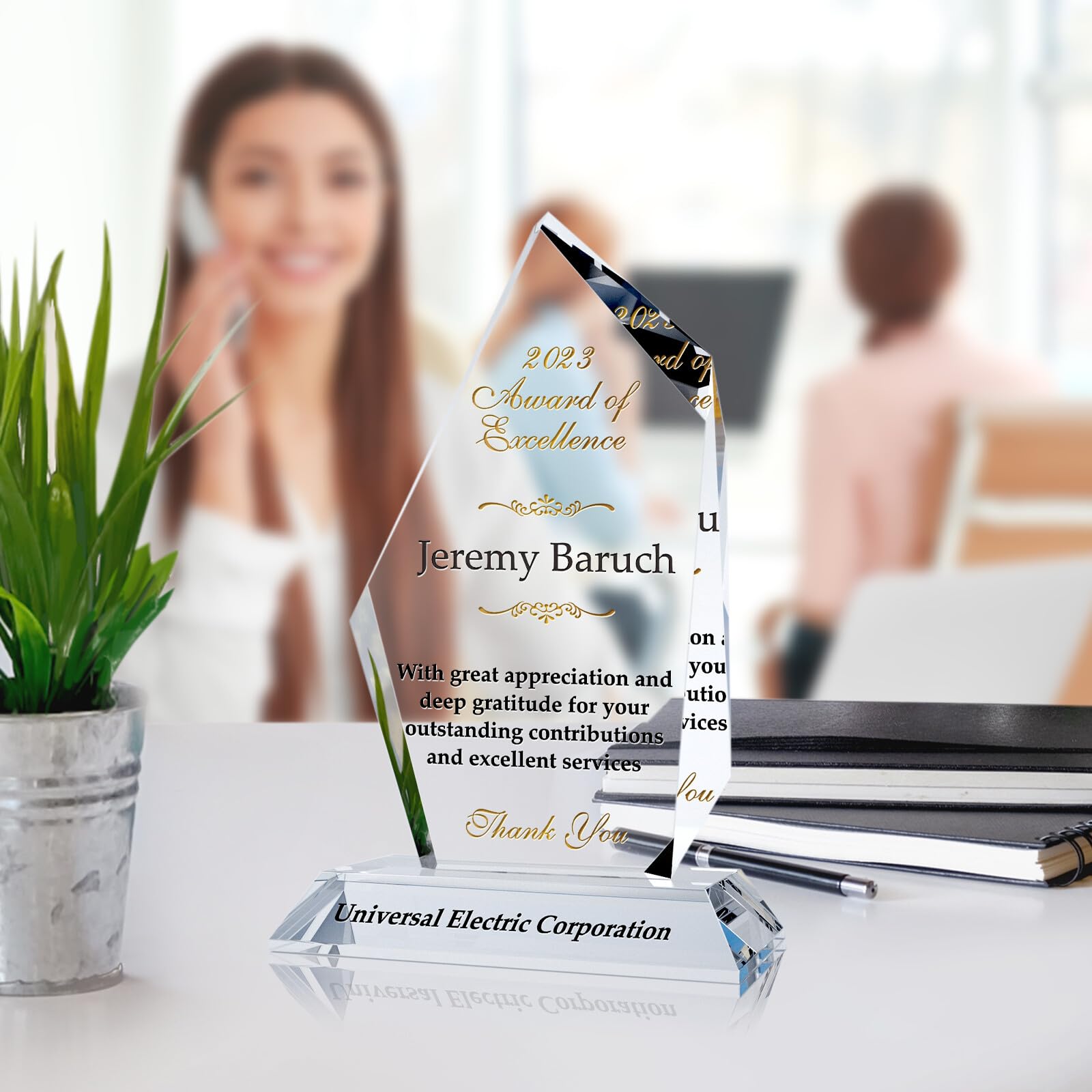 Custom Crystal Award Plaque Personalized Crystal Award Plaque – Laser ...