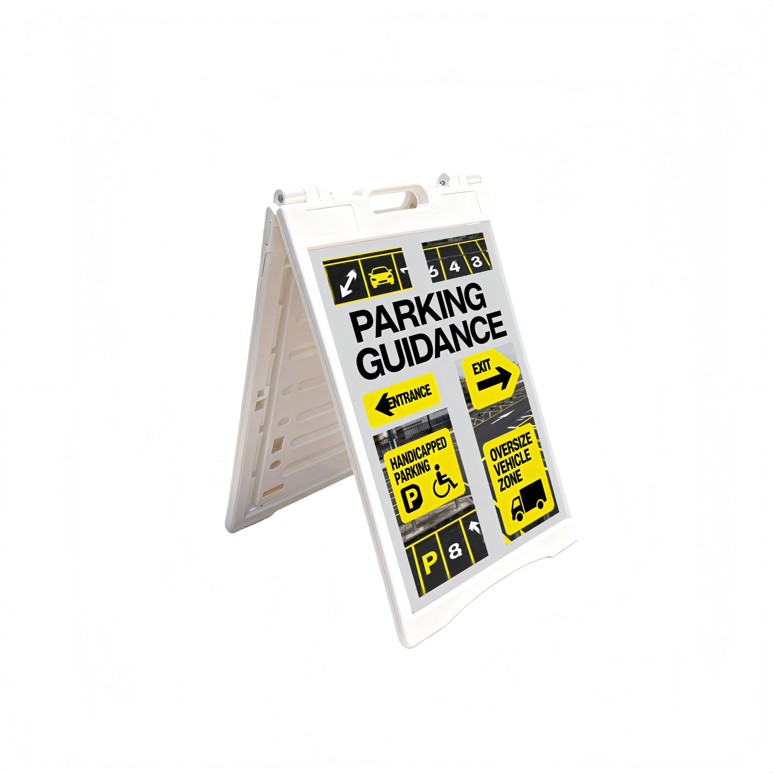 Panneau en forme de A résistant aux intempéries en PVC blanc avec trous de lestage pour sable