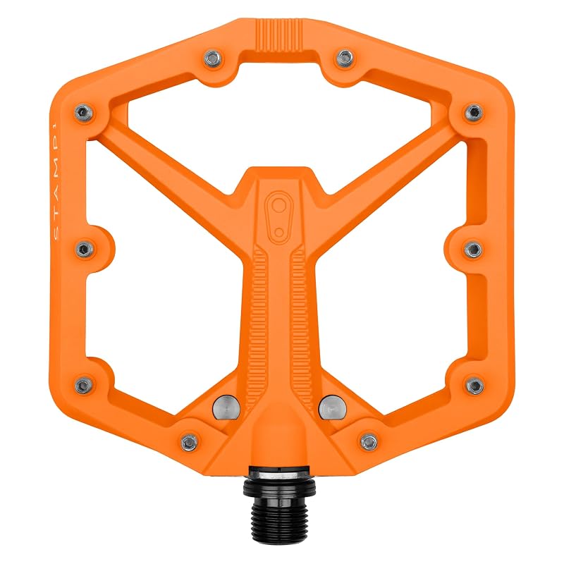 Pedais plataforma flat para MTB Crankbrothers Stamp 1 Gen 2 Orange Large 11,4 x 11,1 cm, par