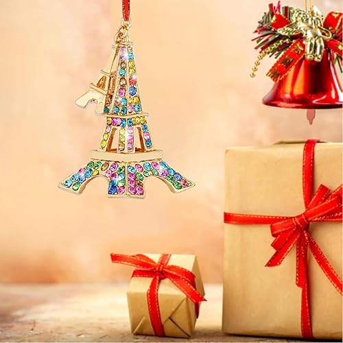 Miniatura 4 de Adorno de Navidad de la torre Eiffel de metal, mini adorno decorativo para colgar para el árbol de Navidad del hogar, regalos para mujeres y niños