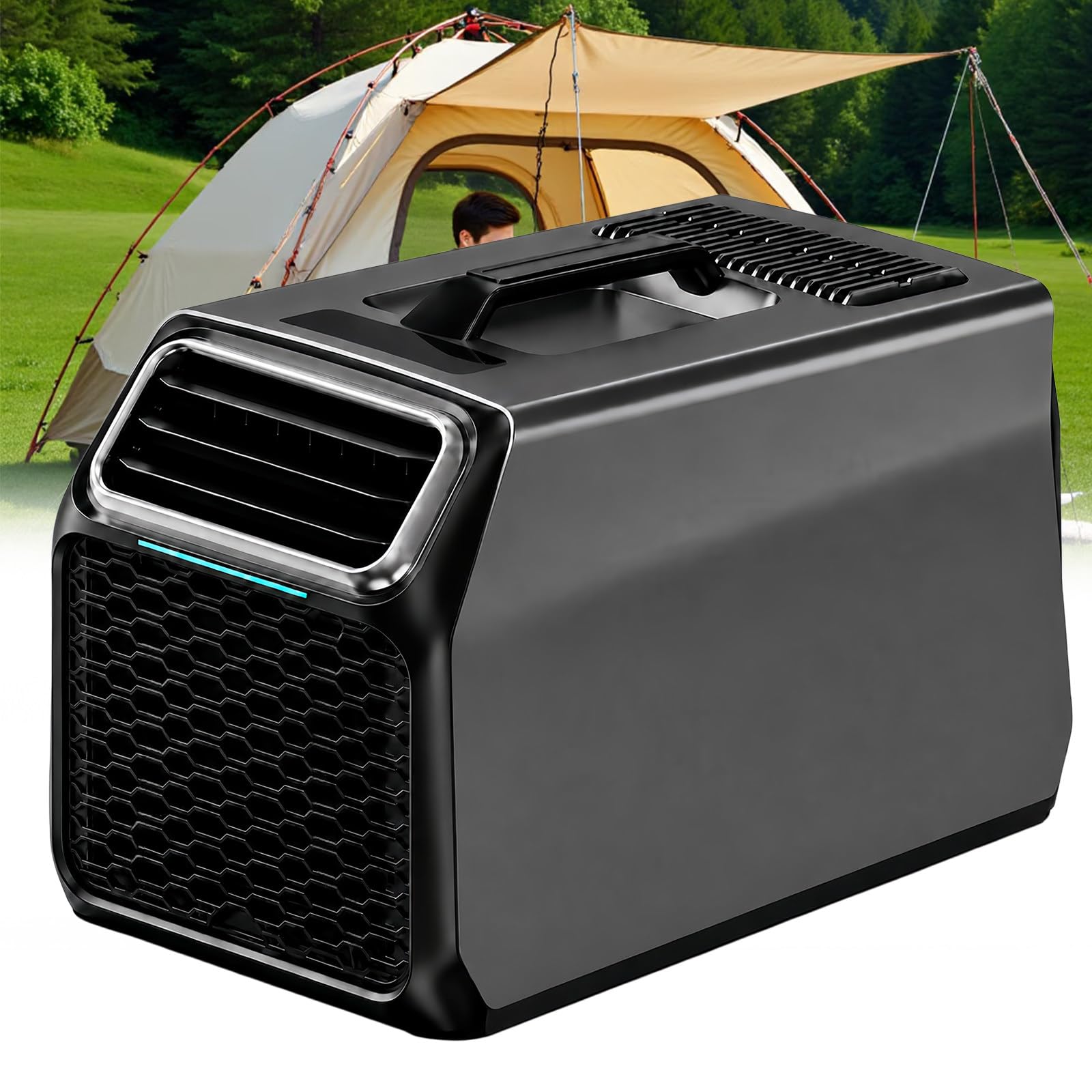 Portable AC Unit for Camping 5000 BTU, 1400W 3-in-1 Tent Air Conditioner with Cool, Dehumidify & Sleep Modes, Quiet Camp AC for RV, Dorm Room, College Apartment, Semi Truck, Picnic