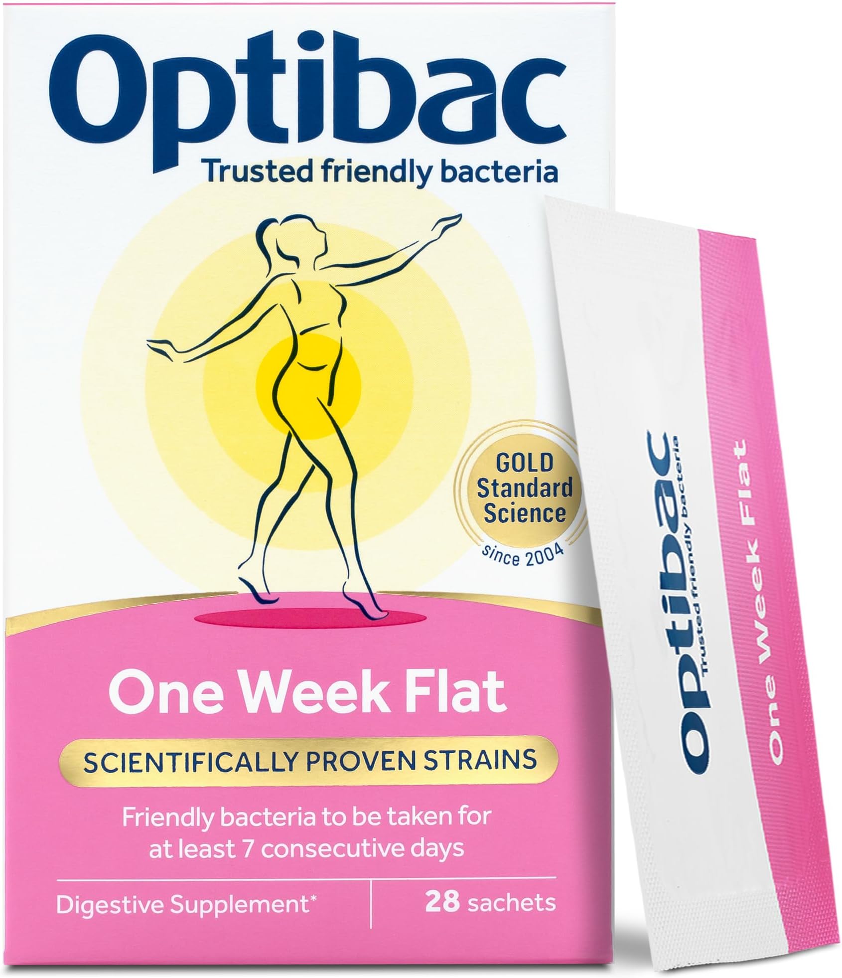 One Week Flat - Vegan Digestive Probiotic Supplement - Suitable for Bloating as Gluten Free - Most Trusted & Recommended Brand - 4 Week Supply, 28 Sachets