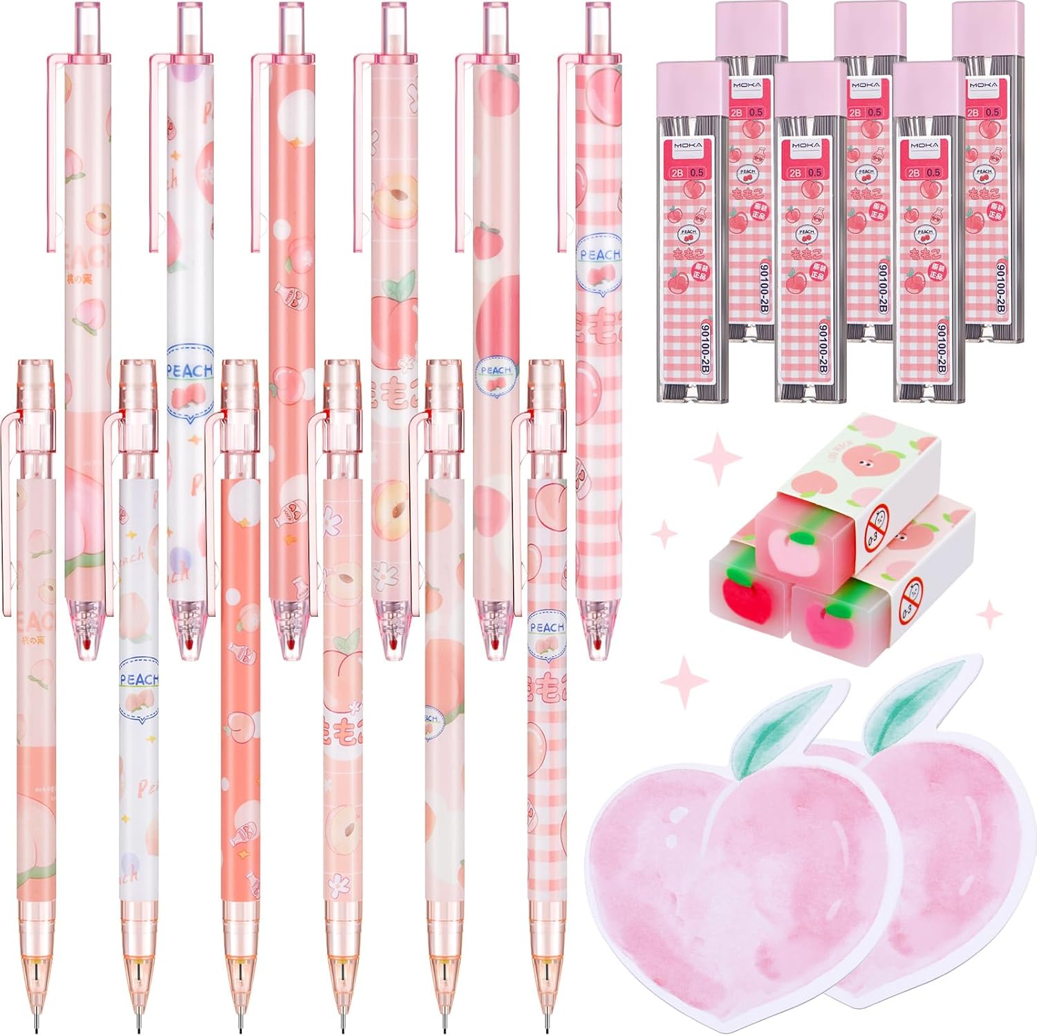 Colarr 23 Pieces Kawaii Mechanical Pencil and Cute Peach Pen Set Include Black Ink Pens Pencil Refills Peach Erasers Sticky Notes Stationary Supplies for School Kids Christmas Birthday Gifts Colarr 23 Pieces Kawaii Mechanical Pencil and Cute Peach Pen Set Include Black Ink Pens Pencil Refills Peach Erasers Sticky Notes Stationary Supplies for School Kids Christmas Birthday Gifts