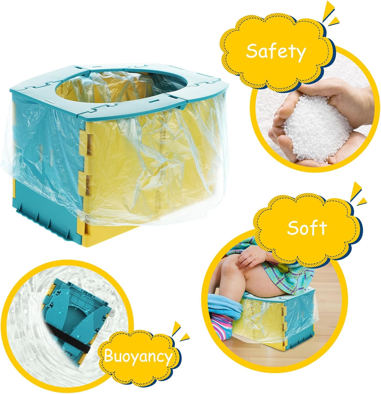 Folding Toilet Portable Travel Potty Lightweight Training Seat for Car and Outdoor Use Suitable for Boys