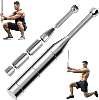 Adjustable Macebell Clubbell for Strength Training, 6/8-in-1 Premium Steel Indian Club for Full Body, Muscles, Shoulder, Grips & Forearms Workouts to Stretching (17.5lbs)