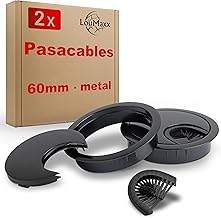 LouMaxx 60 mm Diameter Cable Grommets - Set of 2 Black Metal Cable Grommets