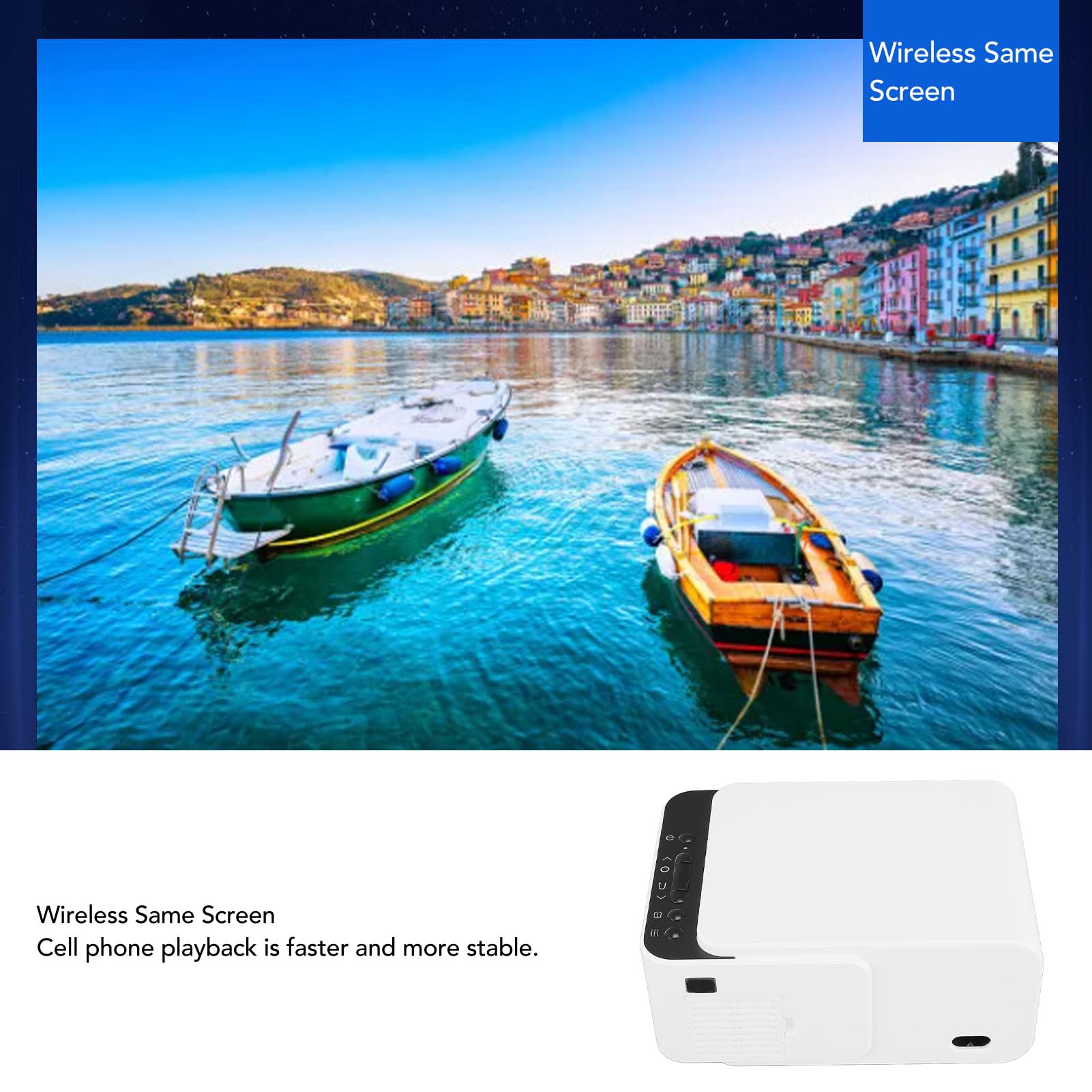 Mini Proiettore, Videoproiettore Portatile 4K HD con Bluetooth 5.4, Correzione Trapezio, Proiettore Home Theater Piccolo Proiettore per Film da Gioco a Soffitto per Esterni