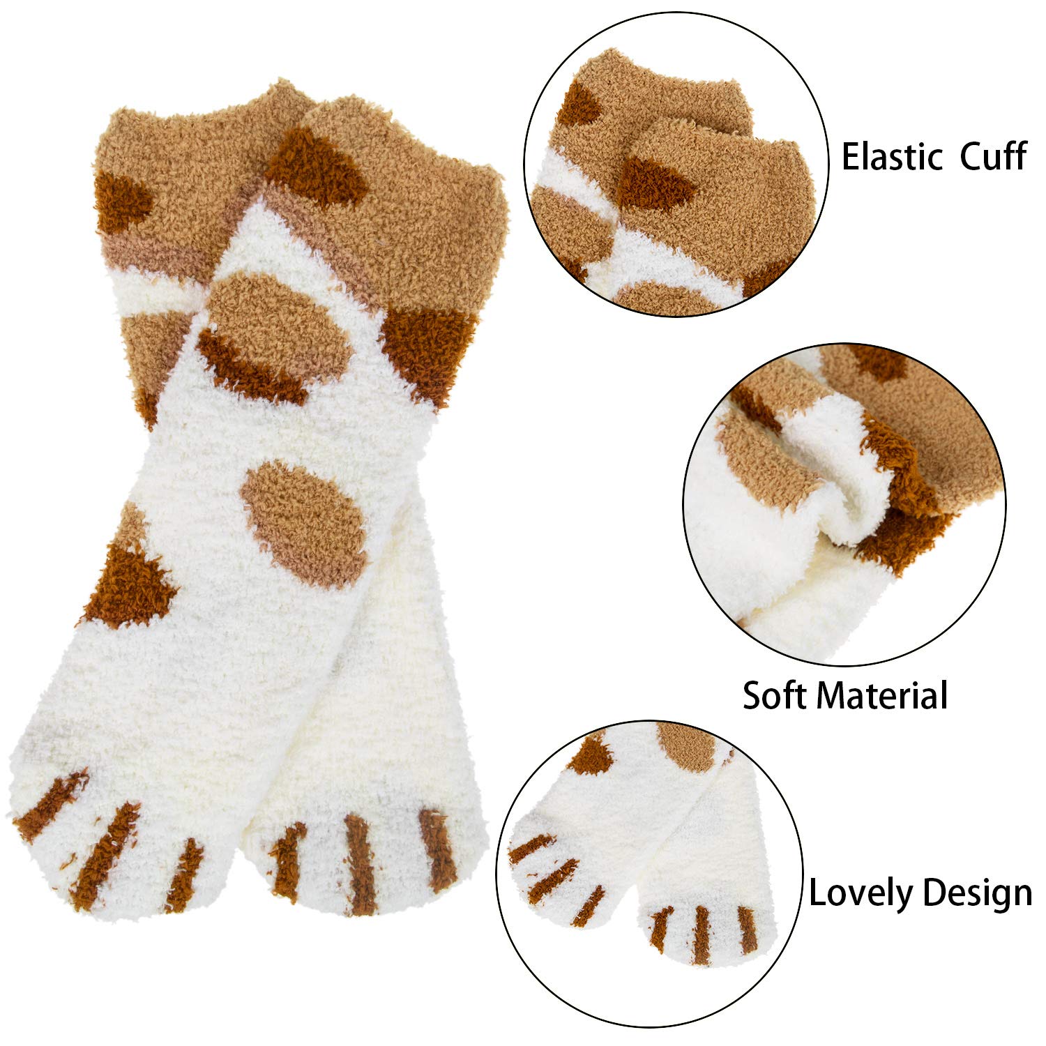 6 Pairs Womens Fuzzy Socks Winter Warm Soft Cozy Fluffy Microfiber House Sleeping Slipper Socks Christmas Gifts: A1-cat Socks