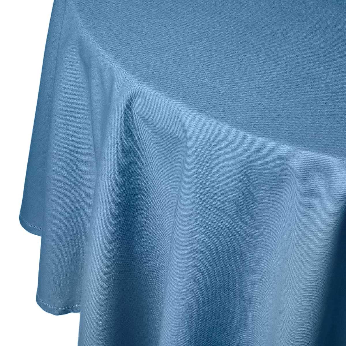 Homescapes Unisex Mid Blue Plain Cotton Round Tablecloth, 178 Cm In