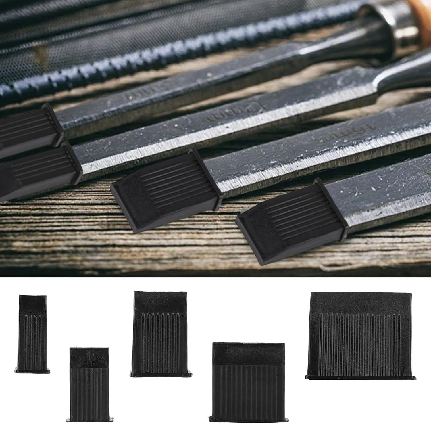 20pcs Chisel Edge Guards, 5 Specification Chisel Tip Protectors for Wood Chisels Safety End Protective Caps Plastic Blade Covers for Tool Storage & Edge Protection