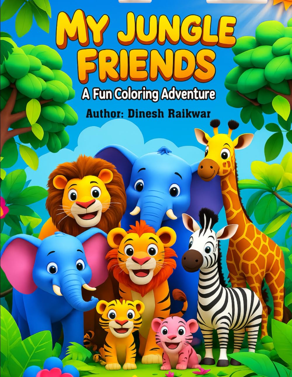 My Jungle Friends - A Fun Coloring Adventure Book for Kids: A Fun Coloring Book of Cute Wild Animals for Kids Ages 3–8: A Fun Coloring Book of Cute Wild Animals for Kids Ages 3–8