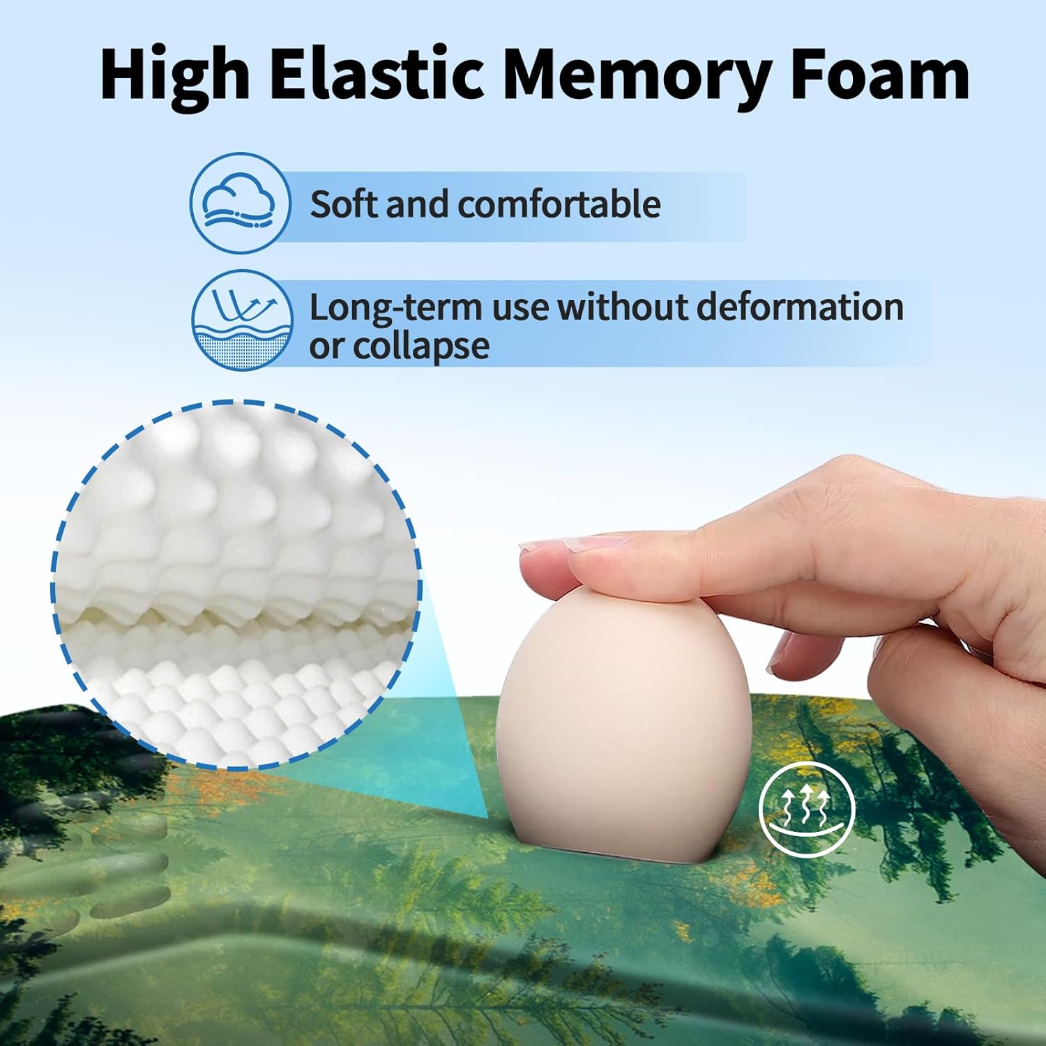 YIWEI Ergonomic Mouse Pad with Wrist Rest - Comfortable Office Mousepad with Memory Foam Wrist Support for Carpal Tunnel Relief, Mouse Pads with Non-Slip Base for Gaming and Home (Forest) - Image 2