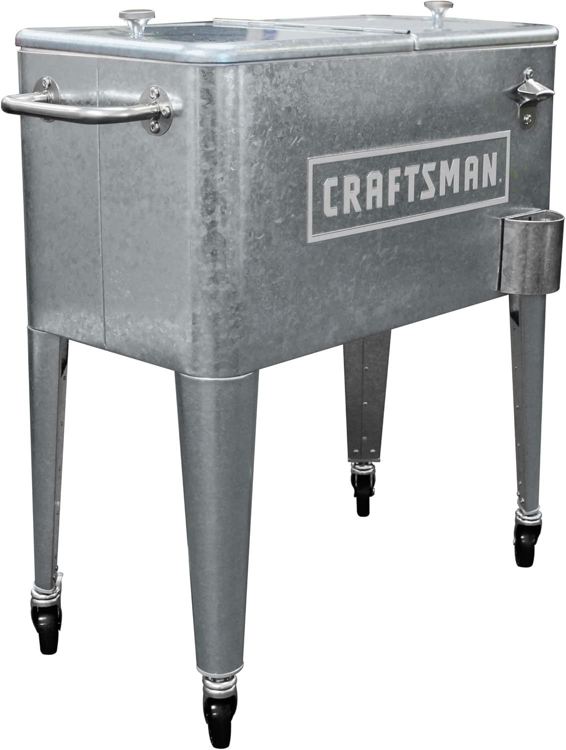 LEIGH COUNTRY Craftsman 60-Qt Galvanized Cooler, with Wheels for Outdoor/Patio/Porch