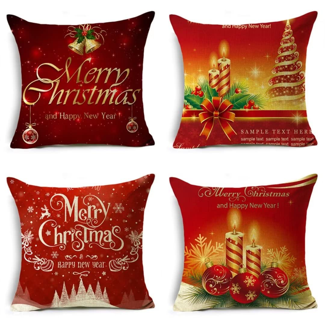 Housse coussin 40x40cm en velours rouge lot de 4 taies décoratives haut de gamme