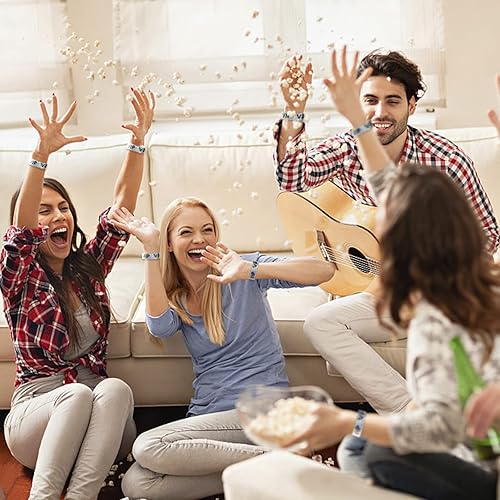 Miniatura 5 de Ouchan Pulseras holográficas de plástico VIP plateadas, paquete de 100 pulseras de vinilo para eventos y fiestas