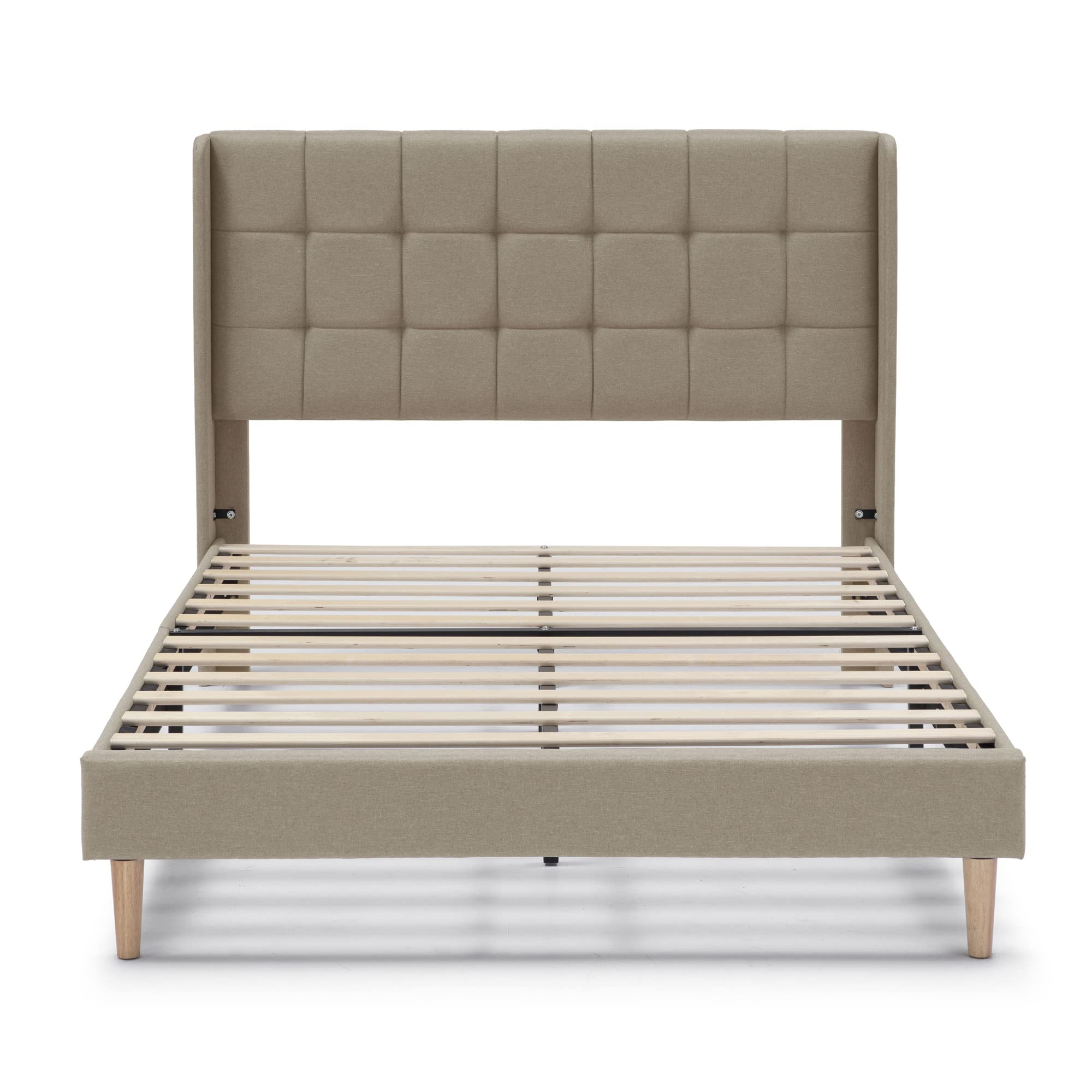 Cadre de lit plateforme Esther capitonné 30 cm, 150x190 cm, Beige