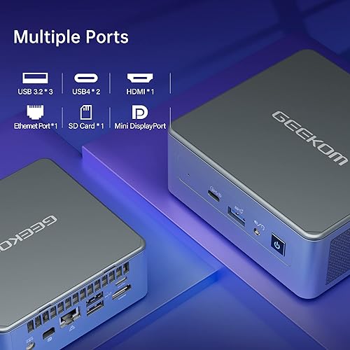 Miniatura 6 de GEEKOM Mini IT11 Mini PC, 512 GB Intel i7-11390H Mini computadora (8 hilos, hasta 4.7 GHz), 16 GB DDR4 Windows 11 Pro Computadora de escritorio