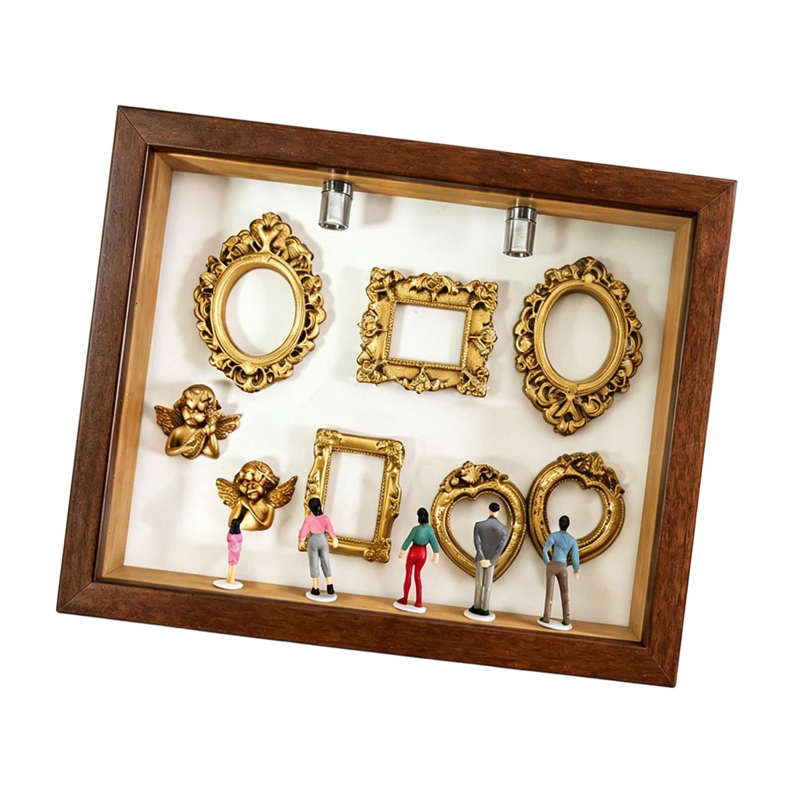 Shntig Diys Minis Museums Silhouetted Box, Shadows Box Frame Display Case, Personalize Photo Shadows Display with Figurine Diys Minis Museums Silhouetted