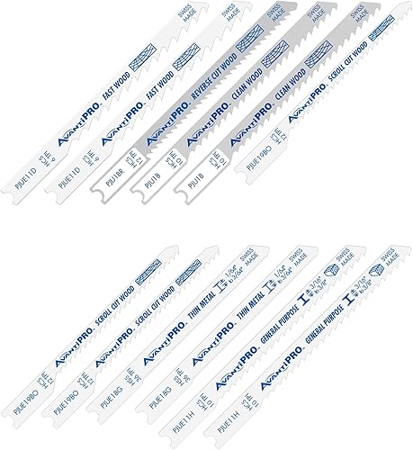 AvantiPRO PJU12BC AvantiPRO - Juego de hojas de sierra de calar con vástago en U para madera y metal (12 piezas) multicolor, talla única