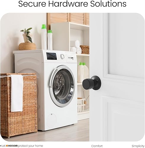 Vista 77 de HOSOM Pomo de puerta con cerradura y llave, perilla de puerta de entrada con llave, cerradura de puerta exterior e interior para puerta delantera