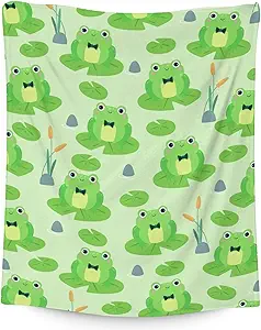 Frog Blanket Gifts - 60x80 Inches Cute Throw for Girls & Boys - Green Soft Fuzzy Blankets for Bed, Couch & Living Room