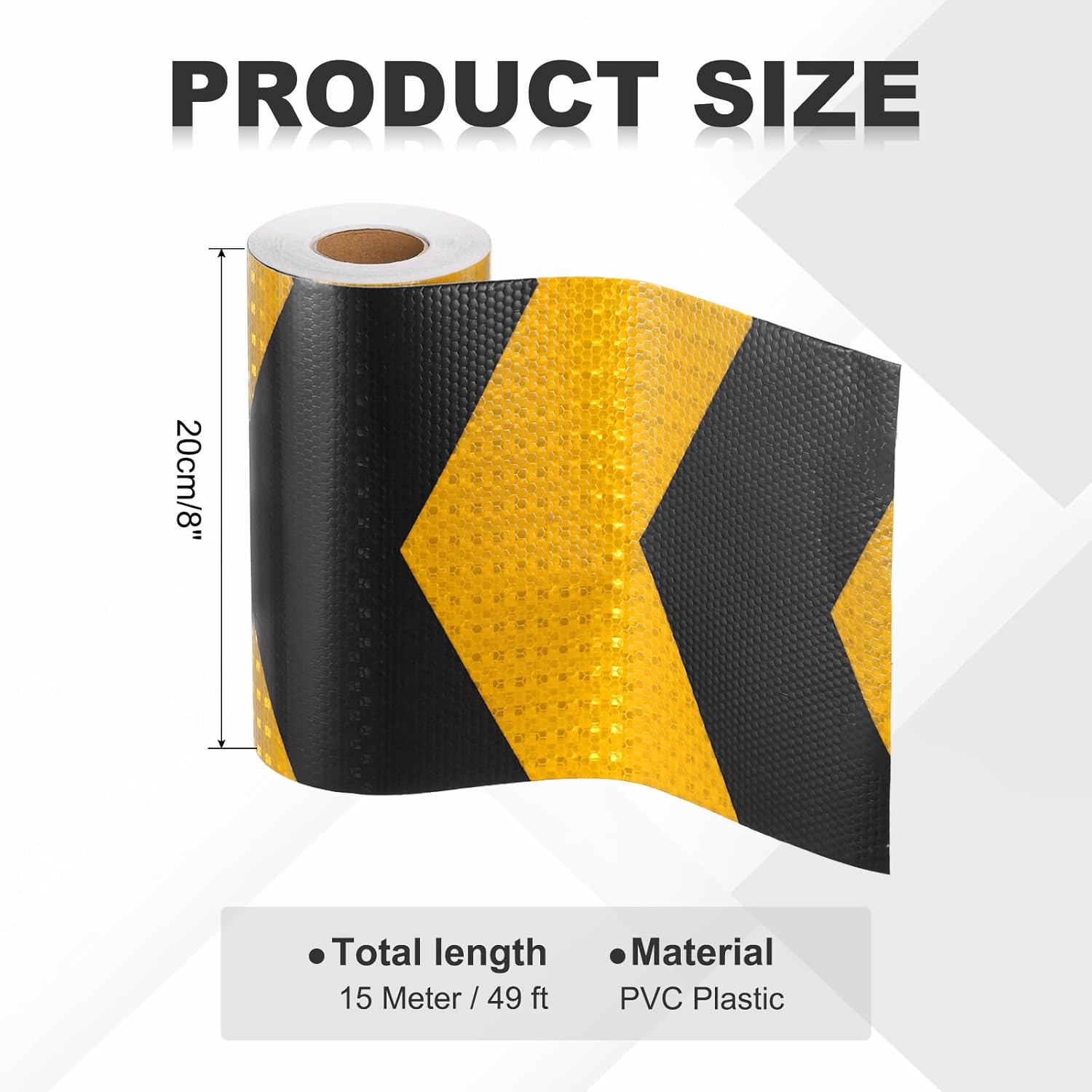 MECCANIXITY Reflective Tape, 8 Inch x 49 ft Trailer Reflector Tape Waterproof Warning Safety Sticker Night Reflector Arrow Tape for Bikes Cars Trucks, Yellow-Black