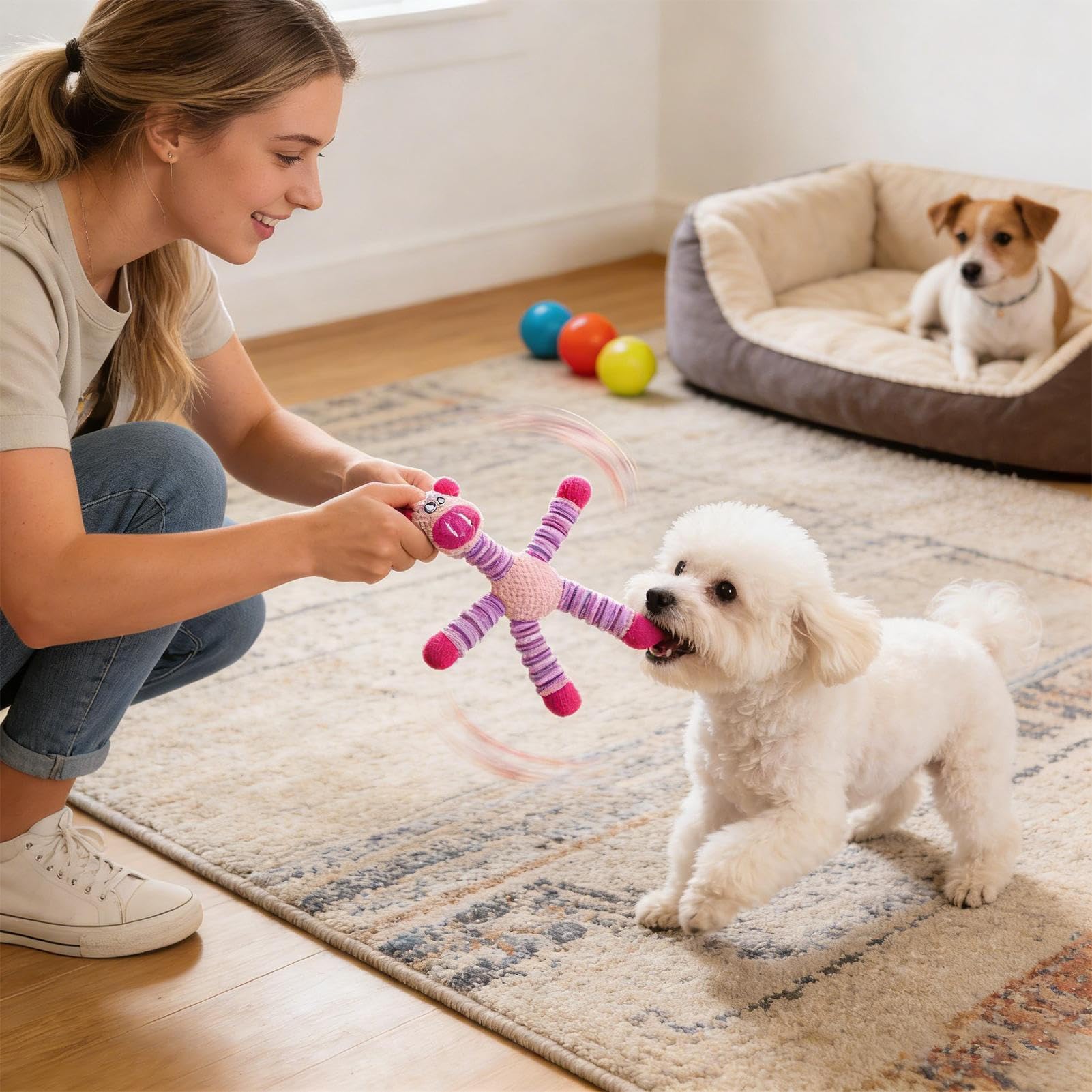 Juguete Mordedor para Perros Suministros de Peluche para Mascotas | Juguete para Limpieza Canina Para Razas Medianas y Grandes En Interiores y Exteriores