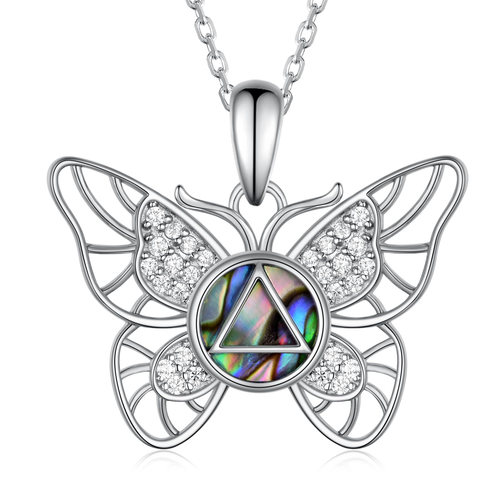 Feijiesi AA Sobriety Gifts Sterling Silver Alcoholics Anonymous Recovery Symbol Necklace Lotus Alcoholics Anonymous Gifts for Women Men