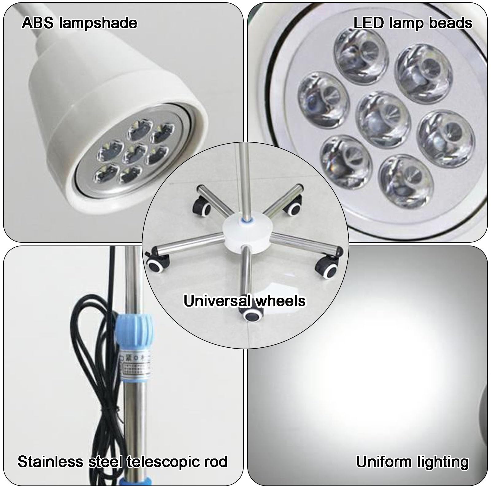 Lampada per Visita Ginecologica, Lampada Scialitica Girevole a 360°, Lampada per Visita Medica Mobile, LED Chirurgica Lampada, per Pazienti Ambulatoriali di Ginecologia