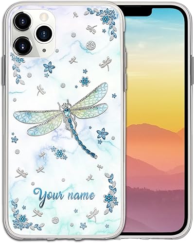 CASEZILY Funda personalizada con diseño de libélula, estilo de dibujo de joyería de animales, compatible con iPhone 15, 14, 13, 12, 11 X, XS, XR, 8,