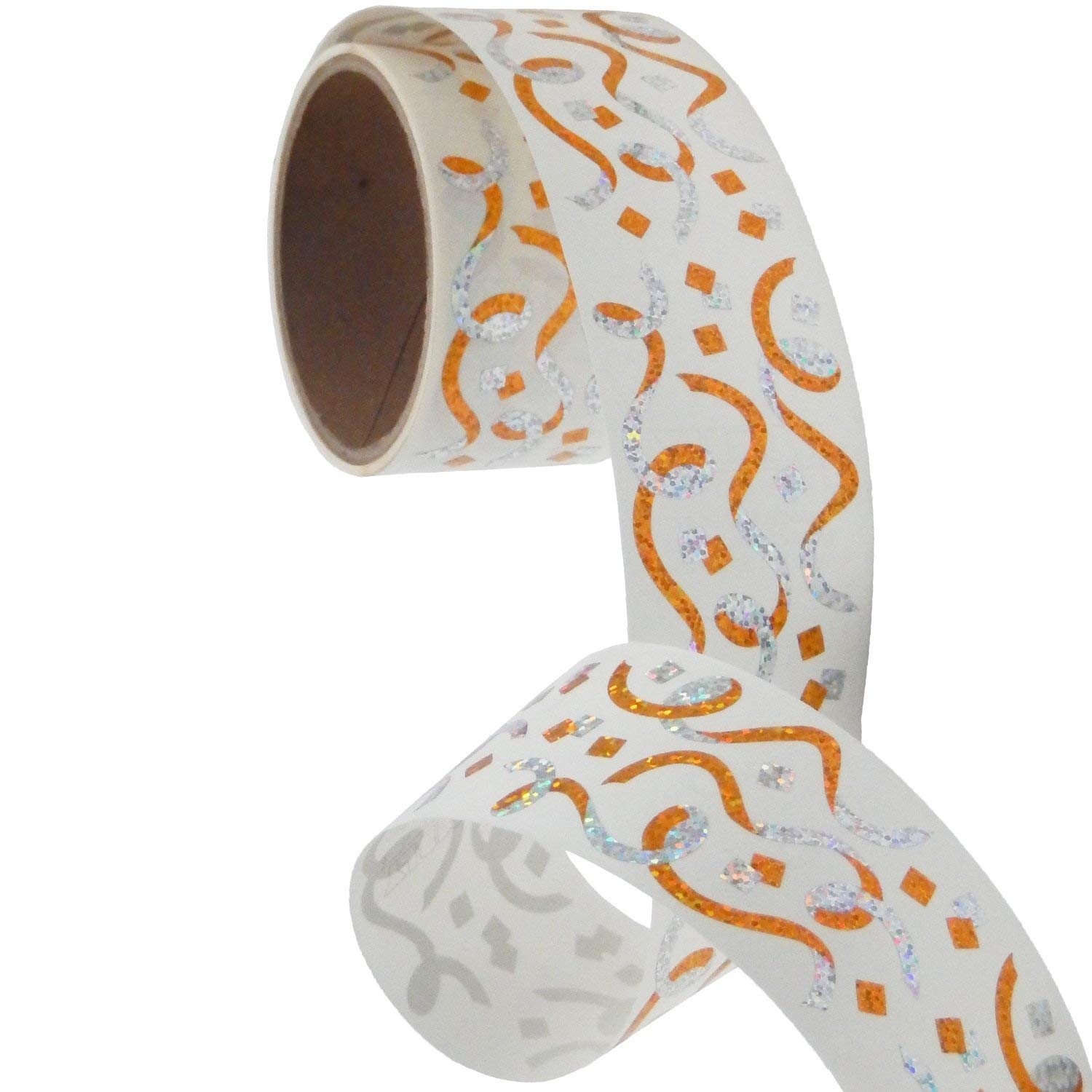 Pegatinas prismáticas para decorar eventos con serpentinas doradas y plateadas de gran formato