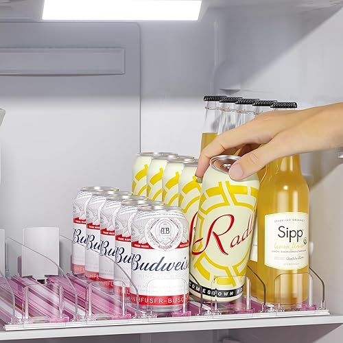 LAMU Organizador de bebidas para refrigerador, amortiguador de velocidad estabilizable, dispensador automático de latas de soda, organizador de