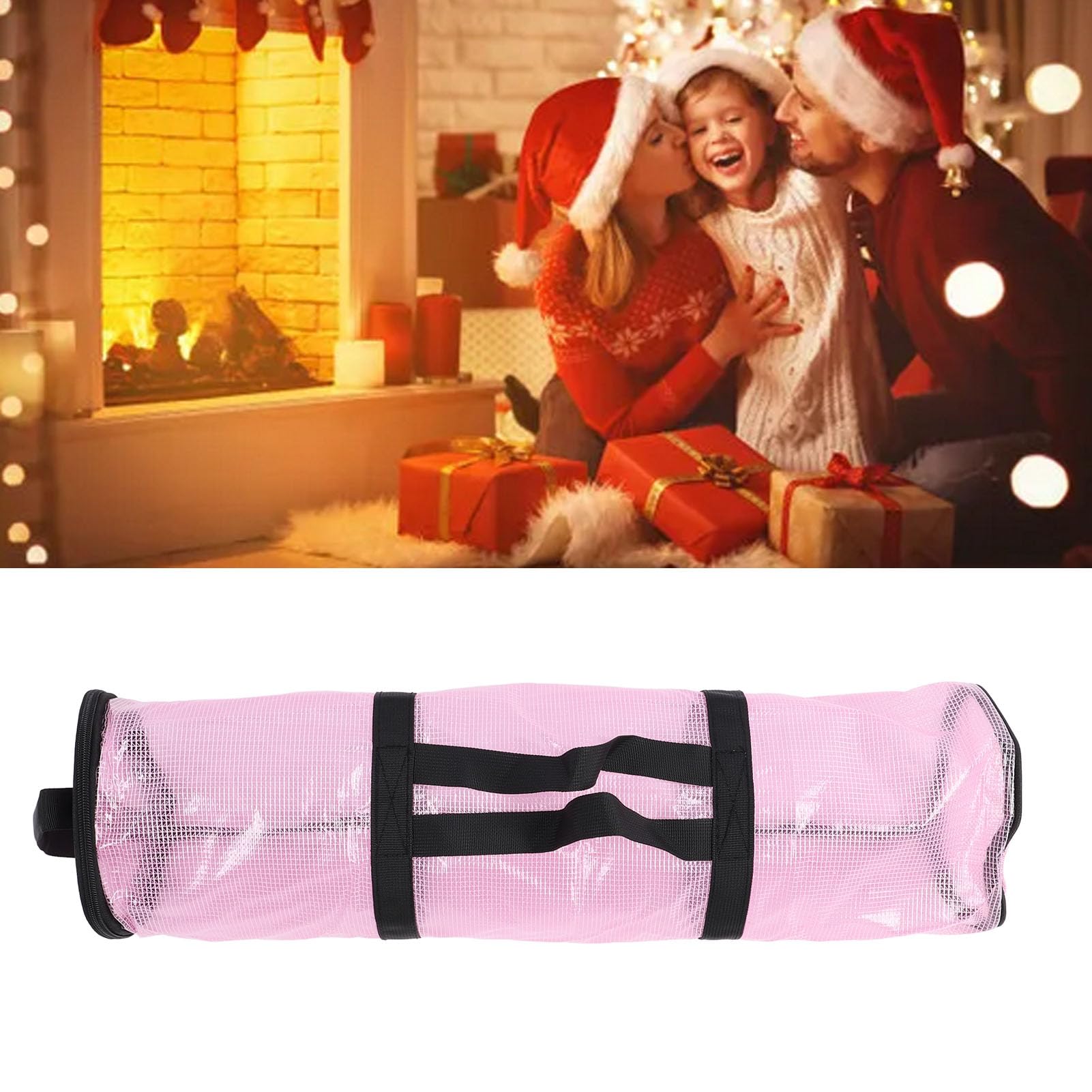 FAUOSWUK Wrapping Paper Storage Bag, 60 x 16cm Portable Wrap Organizer for Storing Multiple Rolls Large Capacity Foldable Wrapping Paper Container with Transparent Design (Transparent