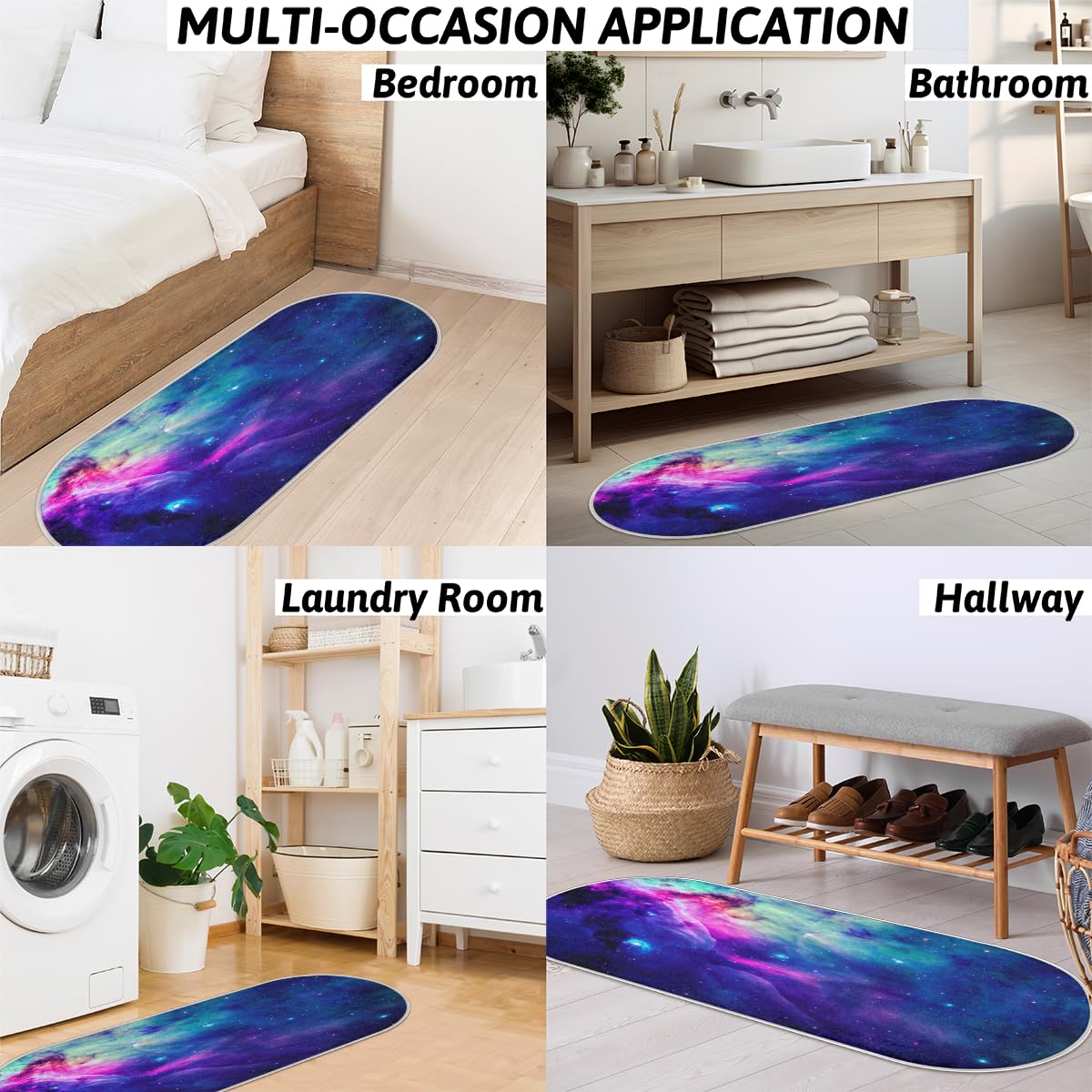TropicalLife Dywanik 50 x 120 cm, kolorowa galaktyka przestrzeń długie włosy zagęszczony obszar dywaniki do pokoju kuchni domu łazienki wewnątrz antypoślizgowa mata podłogowa dywaniki