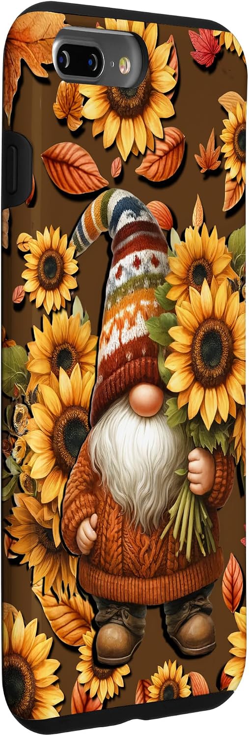 Sunflower Gnome In Knitted Sweater Cute Pattern Brown Fall Case for iPhone 7 Plus/8 Plus