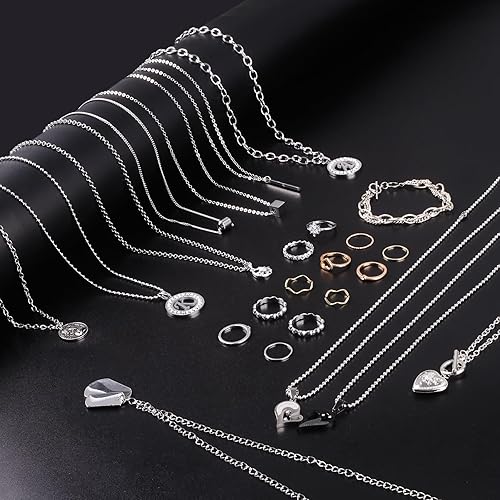 Miniatura 5 de Ecoofor Cadenas de collar para fabricación de joyas, 62.3 pies, 8 rollos de acero inoxidable 304, cadenas de joyería para manualidades, collares,